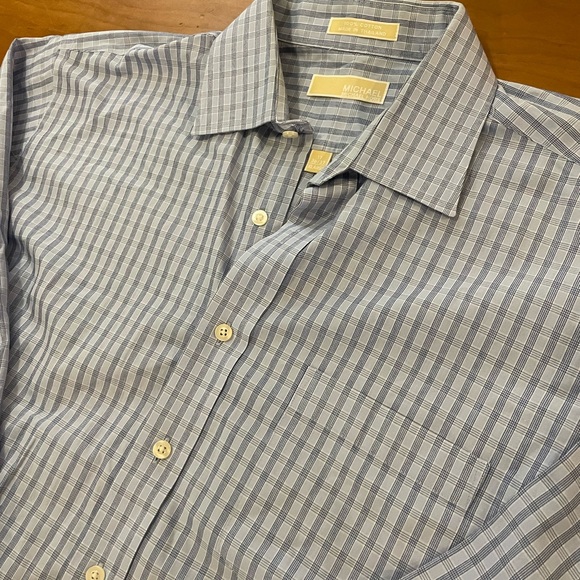 Michael Kors Men's Gray Checkered Button Up XL 36/37 - Picture 6 of 8